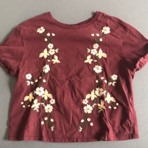 Top shop maroon flower t-shir
